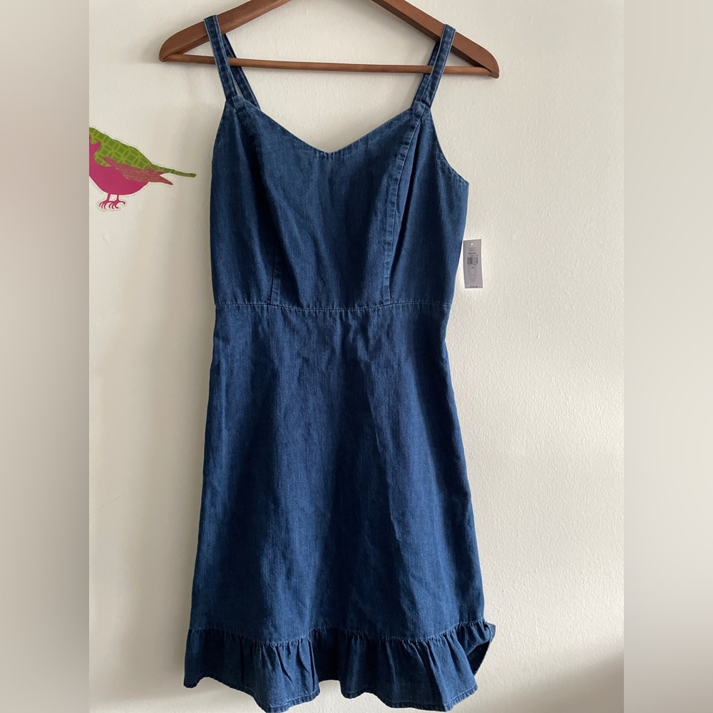 NWT denim dress with ruffle